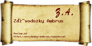 Závodszky Ambrus névjegykártya
